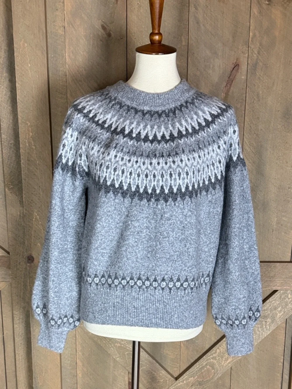Rebecca Minkoff gray Fair Isle sweater Size Small New with tag